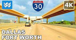 [4K] Driving: Fort Worth to Dallas in Texas USA via I-30 Highway Eastbound