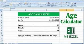 How To Calculate Age from Date of Birth in MS Excel | Age Calculator in Excel