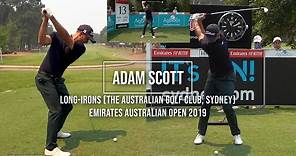 Adam Scott Golf Swing Long Irons (FO & DTL views) Emirates Australian Open, Sydney, December 2019.