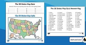 The 50 States Map Quiz for 3rd-5th Grade