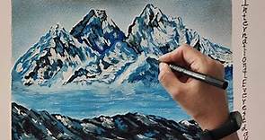 How to Draw Mount Everest Himalayas Mountains | Drawing Mount Everest