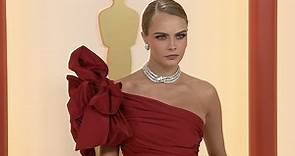 Cara Delevingne looks ravishing in red at the 2023 Academy Awards
