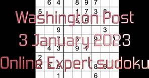 Sudoku solution – Washington Post online sudoku 3 January 2023 Expert level