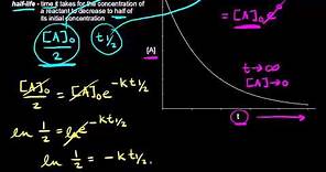 Half-life of a first-order reaction | Kinetics | AP Chemistry | Khan Academy