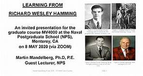 Learning from Richard Wesley Hamming 2020