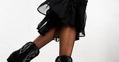 Glamorous - Stivaletti alla caviglia stile western neri con cuciture a contrasto | ASOS