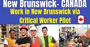 Work in New Brunswick via Critical Worker Pilot| Canada Immigration 2024| New Brunswick Immigration