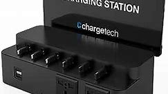 ChargeTech Cell Phone & Laptop Charging Station Dock Hub + AC Outlets | High Speed Universal Cables for All Devices | Model: CS8