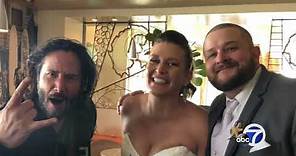 Bay Area couple snags pic with Keanu Reeves at their wedding