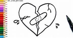 How to draw a Broken Heart Step by Step | Love Drawings Tutorials