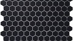 Hexagon 1 Inch Black Matte Porcelain Mosaic Tile for Bathroom Floors and Walls, Kitchen Backsplashes, Pool Tile ((10 Sheets/Case))