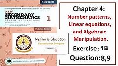 Exercise 4B Questions 8 and 9 (Algebra) – Math Class 6 Army Public School (APS).
