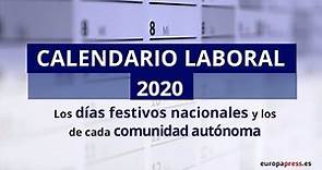 Calendario laboral de 2020: los festivos en España y en las comunidades autónomas