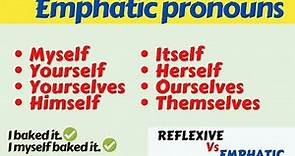 Emphatic pronouns (myself, ourselves, yourself, yourselves, himself, herself, ourselves, itself)