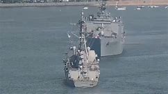 US Navy ships narrowly avoid head-on collision in San Diego Bay