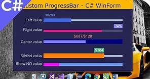 Crear Barra de Progreso Personalizada (Custom ProgressBar) - Sin parpadeo, WinForms C#
