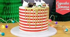 Candy Cane Christmas Stripe Cake - Full Tutorial! | Cupcake Jemma