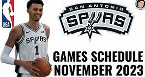 San Antonio Spurs games Schedule November 2023 / 2023-24 NBA Regular Season.