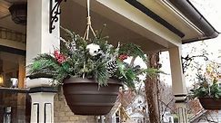 Easy Christmas Hanging Baskets - Rustic Cozy Farmhouse Style - Christmas Planters