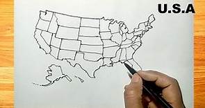 How to draw U.S.A map || USA blank map drawing