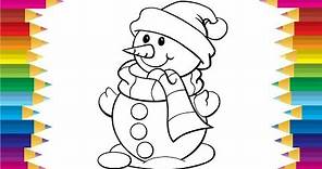 Snowman colouring pages for kids | how to colour snowman for children | Drawing for kids and toddler