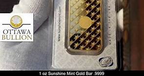 1 oz Sunshine Mint Gold Bar 9999 Ottawa Gold Dealer, Gold Bars Ottawa, Buy Gold Ottawa