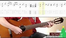 'We Three Kings' - easy guitar arrangement with score and TAB