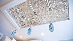 Beautiful Kitchen Ceiling Island DIY - How to install Tin Tiles and Pendant Lights