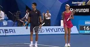 Ana Ivanovic throwing a ball at Novak Djokovic to stop him dancing (Funny)