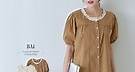 BAI白媽媽 棉蕾絲邊圓領開釦上衣－【330563】 | 短袖 | Yahoo奇摩購物中心