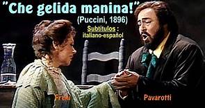 Aria de tenor "Che gelida manina!" ('La bohème', Puccini,1896), Pavarotti - Subts.: italiano-español