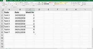 Excel Formula - Find the Week Number from any given Date