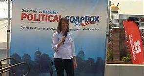 Congressional candidate Cindy Axne speaks at the Register's political soapbox