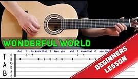 WONDERFUL WORLD | Easy guitar melody lesson for beginners (with tabs) - Sam Cooke