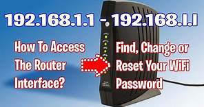 192.168.1.1 - 192.168.l.l Router Login Admin and WiFi Change Password