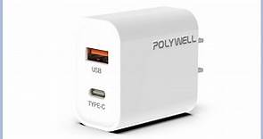 POLYWELL PD雙孔快充頭 20W Type-C USB-A充電器 BSMI認證 - PChome 24h購物