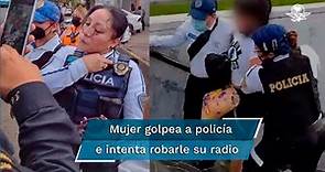 Graban a señora que golpea a mujer policía en Metro Chabacano