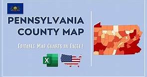 Pennsylvania County Map in Excel - Counties List and Population Map