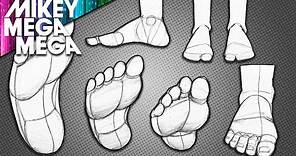How To Draw SIMPLE FEET: FRONT & SOLE