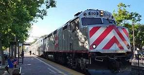 Caltrain TRAIN Arrives at Menlo Park Station California USA