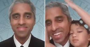 Sweet moment Surgeon General’s young son crashes his live interview