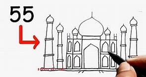 5 5 into Taj Mahal Drawing Very Easy - Step by Step for Beginners
