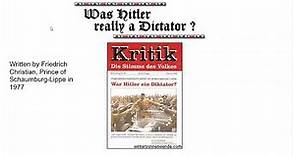 Was Hitler Really a Dictator by Friedrich Christian Prince of Schaumburg-Lippe - part1