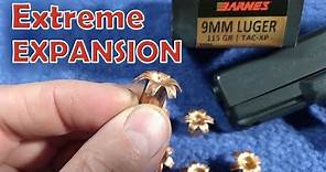 Barnes TAC-XP 9mm Ammo - Excellent Self Defense Ammo - Perfect Expansion & Penetration