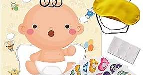ADJOY Pin the Pacifier on the Baby Game - Baby Shower Party Favors and Game - Pin the Dummy on the Baby Game