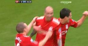 Raul Meireles First Goal for Liverpool vs. Everton