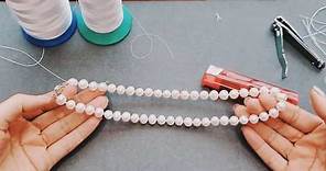 簡單串珠DIY教程：珍珠過線打結上扣