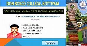 Security analysis and portfolio management - MCom(S3) : Lecture 1