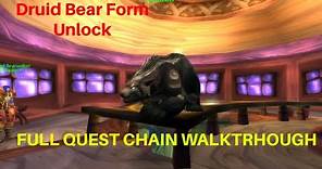 WoW Druid Bear Form Quest Chain Full Walkthrough Night Elf Level 10