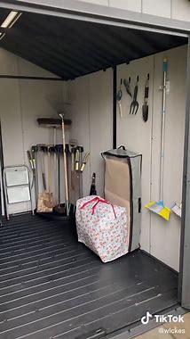 A shed is great way to store your outdoor equipment and more! Check out how @LittleHouseOnABudget organised her shed 🍂🍁 #withwickes #wickes #diy #project #shed #organization #fyp #viral #autum